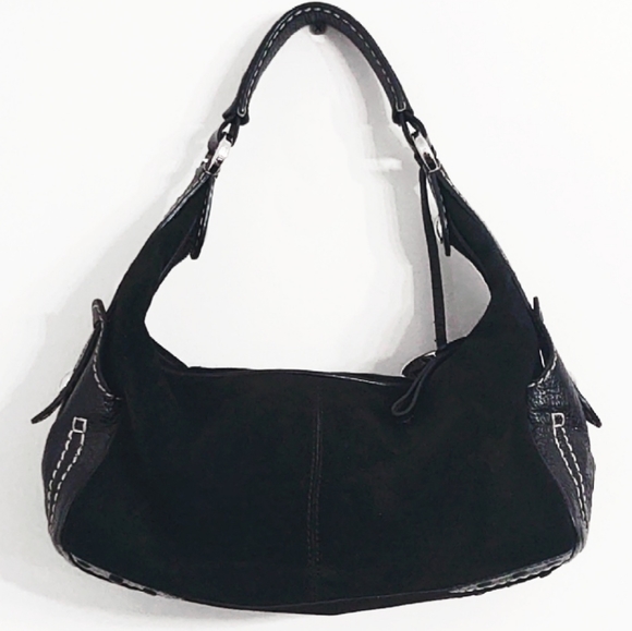 Tod's Black Suede and Leather Designer Bag - Picture 4 of 13